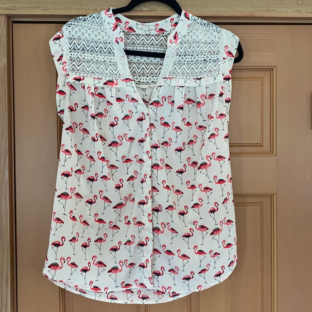 Pleione flamingo print top